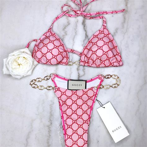 gucci pink swimsuit|Gucci pink suit.